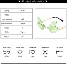 Load image into Gallery viewer, 2023 Vintage Dragonfly Wings Sunglasses Rimless Women Clear Lens Eyewear Men Pink Sun Glasses UV400 Eyewear Female
