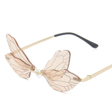 Load image into Gallery viewer, 2023 Vintage Dragonfly Wings Sunglasses Rimless Women Clear Lens Eyewear Men Pink Sun Glasses UV400 Eyewear Female