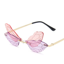 Load image into Gallery viewer, 2023 Vintage Dragonfly Wings Sunglasses Rimless Women Clear Lens Eyewear Men Pink Sun Glasses UV400 Eyewear Female