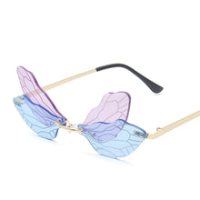 Load image into Gallery viewer, 2023 Vintage Dragonfly Wings Sunglasses Rimless Women Clear Lens Eyewear Men Pink Sun Glasses UV400 Eyewear Female