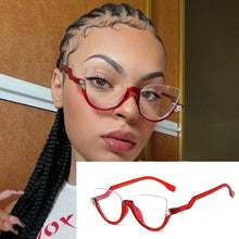 Load image into Gallery viewer, 2023 Women Trending Anti Blue Light Glasses Office Computer Goggles Unisex Clear Red Half Frame Cat Eye Eyewear Shades