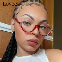 Load image into Gallery viewer, 2023 Women Trending Anti Blue Light Glasses Office Computer Goggles Unisex Clear Red Half Frame Cat Eye Eyewear Shades