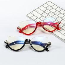 Load image into Gallery viewer, 2023 Women Trending Anti Blue Light Glasses Office Computer Goggles Unisex Clear Red Half Frame Cat Eye Eyewear Shades
