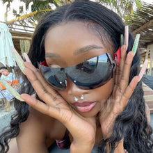 Load image into Gallery viewer, 2023 Y2K One Piece Oversized Sunglasses Women  Brand Designer Wrap Around Sun Glasses Men UV400 Eyewear Shades