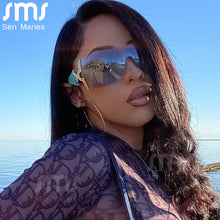 Load image into Gallery viewer, 2023 Y2K One Piece Oversized Sunglasses Women  Brand Designer Wrap Around Sun Glasses Men UV400 Eyewear Shades