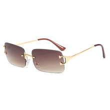 Load image into Gallery viewer, 2023 blue rectangle frameless sunglasses men&#39;s metal small square sunglasses ladies gradient frameless glass UV400