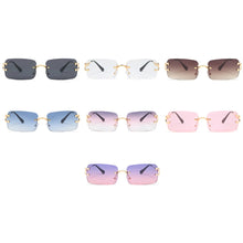 Load image into Gallery viewer, 2023 blue rectangle frameless sunglasses men&#39;s metal small square sunglasses ladies gradient frameless glass UV400