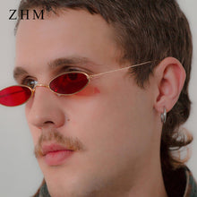 Load image into Gallery viewer, 2023 small oval sunglasses for men male retro metal frame yellow red vintage small round sun glasses for women