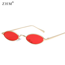 Load image into Gallery viewer, 2023 small oval sunglasses for men male retro metal frame yellow red vintage small round sun glasses for women