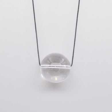 20mm Big Ball Cristallo di rocca naturale Pendenti con gemme e perle Collane Corda nera Argento 925 Quarzo trasparente Regalo fortunato Gioielleria raffinata Donna # a035n 