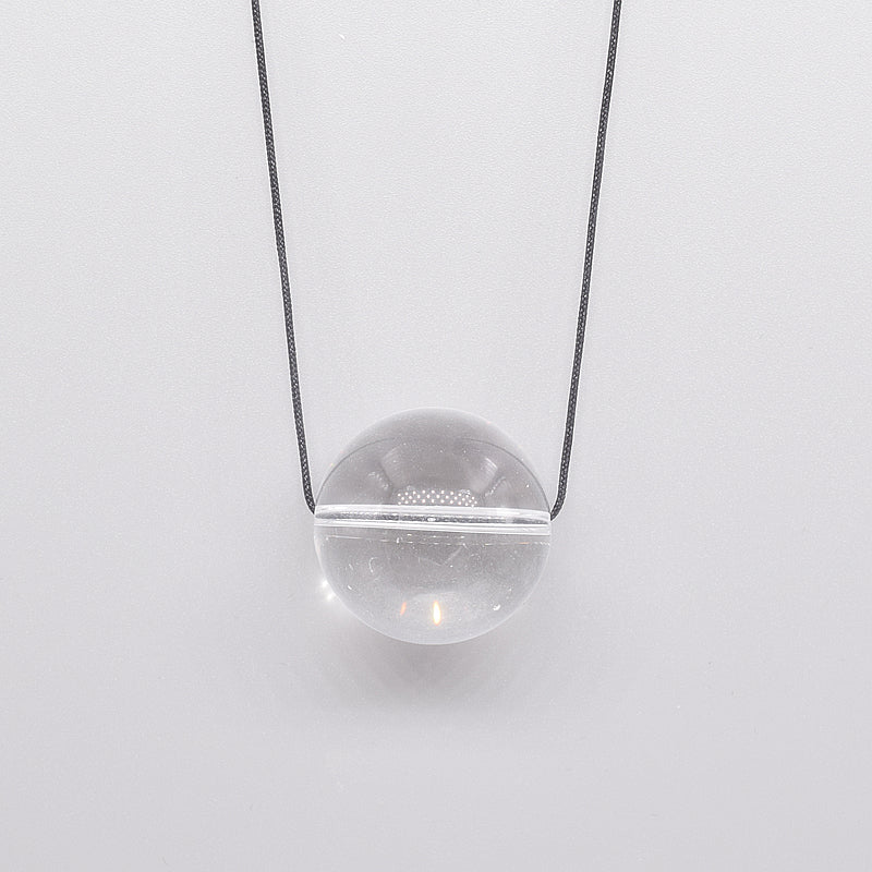 20mm Big Ball Cristallo di rocca naturale Pendenti con gemme e perle Collane Corda nera Argento 925 Quarzo trasparente Regalo fortunato Gioielleria raffinata Donna # a035n 