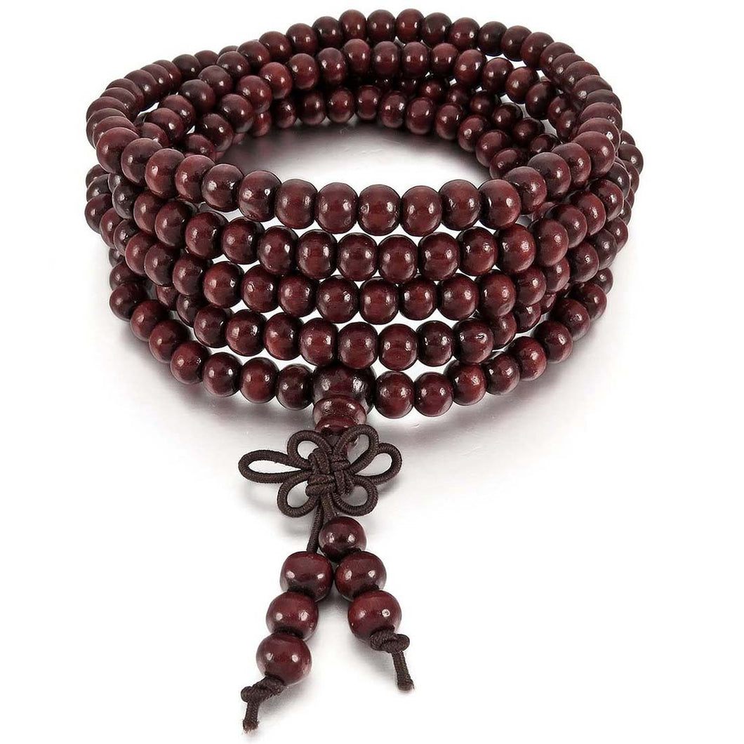 216pcs 6 x 200mm Tibetan Buddhist Prayer Beads Necklace Buddha Mala Wood Knot Wrist Cuff Bracelet Bangle DIY Jewelry Dark Red