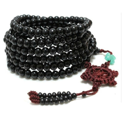 216pcs Black Tibetan Buddhist Prayer Beads Necklace Buddha Mala Sandalwood Knot Wrist Cuff Bracelet Bangle DIY Jewelry 6mm