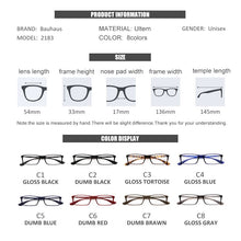 Load image into Gallery viewer, 2183 bauhaus Square ultem Glasses Women Elegant Eyeglasses Men Hyperopia Optics Eyewear