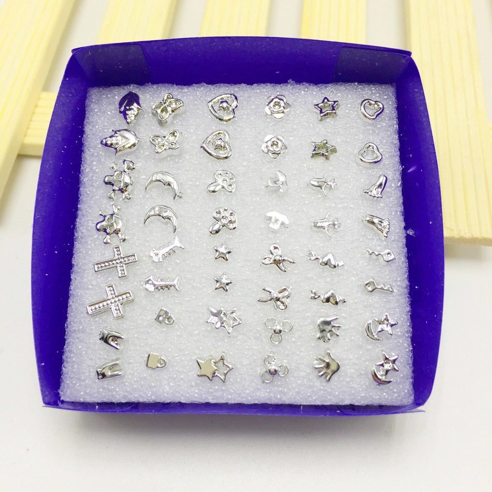 24 Pair/Set!!!! Silver Fashion Unisex Mix Styles Stud Earrings Women Men Plated Allergy Free Trendy Unisex Stud Earrings Jewelry