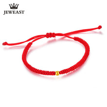 Load image into Gallery viewer, 24K Pure Gold Bracelet Real 999 Solid Gold Bangle Red Rope DIY Scattered Beads Trendy Classic Fine Jewelry Hot Sell New 2018