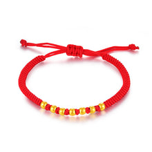 Load image into Gallery viewer, 24K Pure Gold Bracelet Real 999 Solid Gold Bangle Red Rope DIY Scattered Beads Trendy Classic Fine Jewelry Hot Sell New 2018