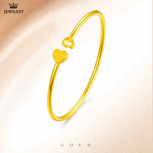 24K Pure Gold Bracelet Real 999 Solid Gold Bangle Simple Upscale Heart Elasticity Trendy Classic Fine Jewelry Hot Sell New 2018