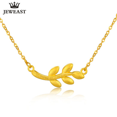 24K Pure Gold Necklace Real AU 999 Solid Gold Chain Beautiful Leaf Upscale Trendy Classic Party Fine Jewelry Hot Sell New 2018