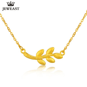 24K Pure Gold Necklace Real AU 999 Solid Gold Chain Beautiful Leaf Upscale Trendy Classic Party Fine Jewelry Hot Sell New 2018