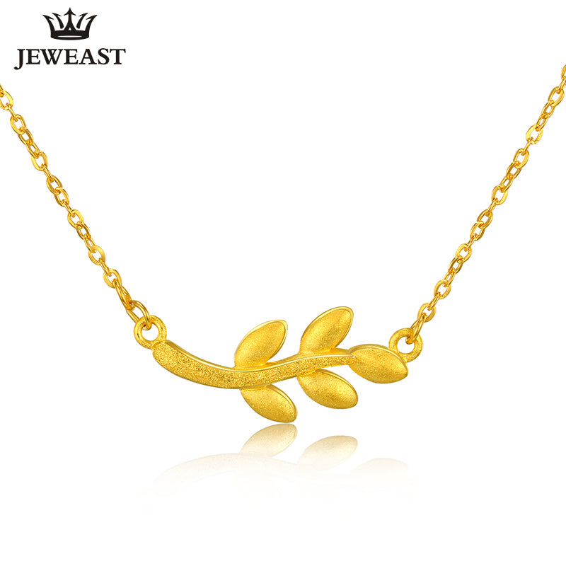 24K Pure Gold Necklace Real AU 999 Solid Gold Chain Beautiful Leaf Upscale Trendy Classic Party Fine Jewelry Hot Sell New 2018