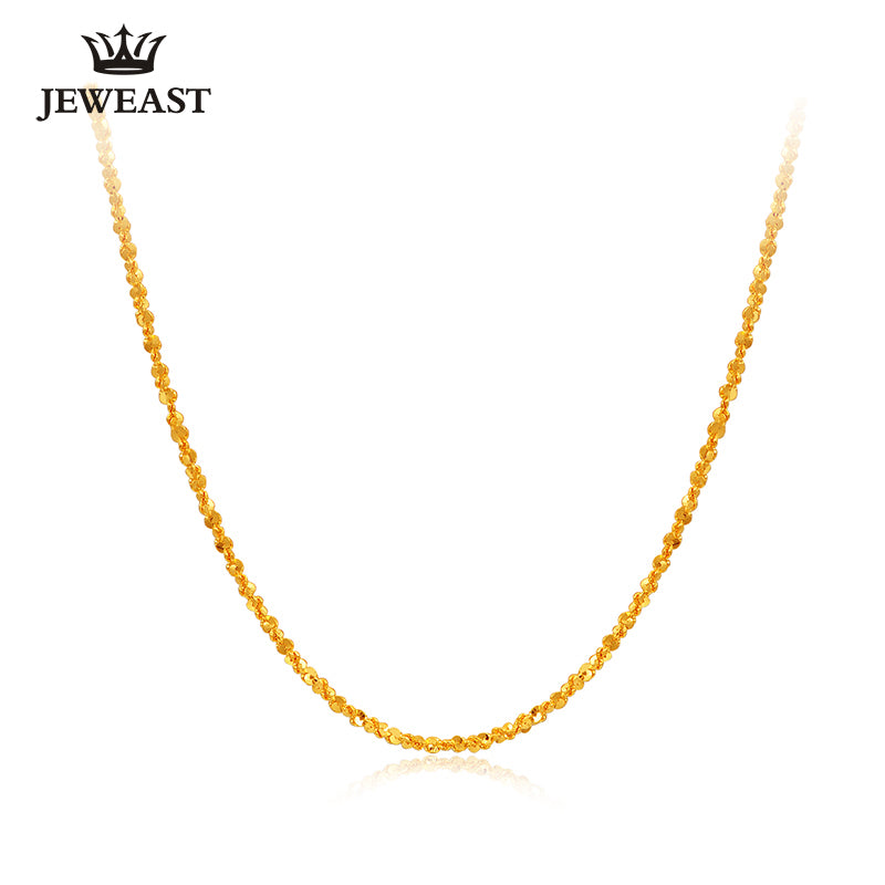 24K Pure Gold Necklace Real AU 999 Solid Gold Chain Beautiful Smooth Shiny Upscale Trendy Classic Fine Jewelry Hot Sell New 2018