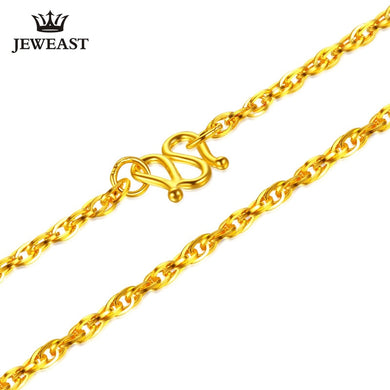 24K Pure Gold Necklace Real AU 999 Solid Gold Chain Brightly Simple Upscale Trendy Classic Party Fine Jewelry Hot Sell New 2018
