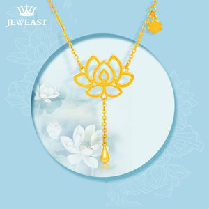 24K Pure Gold Necklace Real AU 999 Solid Gold Chain Classic Beautiful Lotus Upscale Trendy Party Fine Jewelry Hot Sell New 2018
