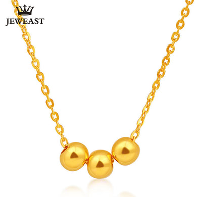 24K Pure Gold Necklace Real AU 999 Solid Gold Chain Nice Lucky Beads Upscale Trendy Classic Party Fine Jewelry Hot Sell New 2018