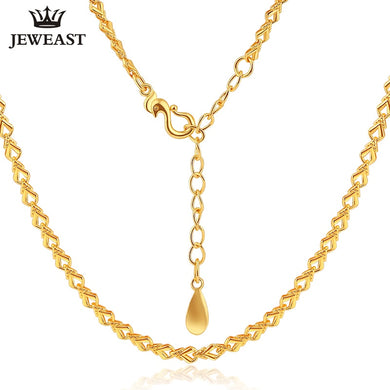 24K Pure Gold Necklace Real AU 999 Solid Gold Chain Simple Fashion Smooth Upscale Trendy Classic Fine Jewelry Hot Sell New 2018