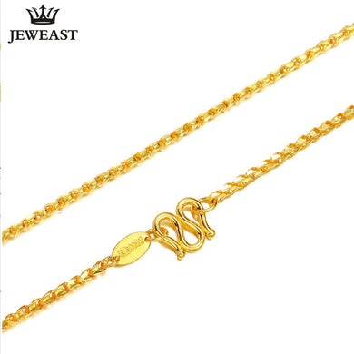 24K Pure Gold Necklace Real AU 999 Solid Gold Chain Smooth Beautiful Upscale Trendy Classic Party Fine Jewelry Hot Sell New 2018