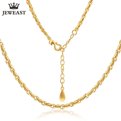 24K Pure Gold Necklace Real AU 999 Solid Gold Chain Smooth Simple Upscale Trendy Classic Party Fine Jewelry Hot Sell New 2018