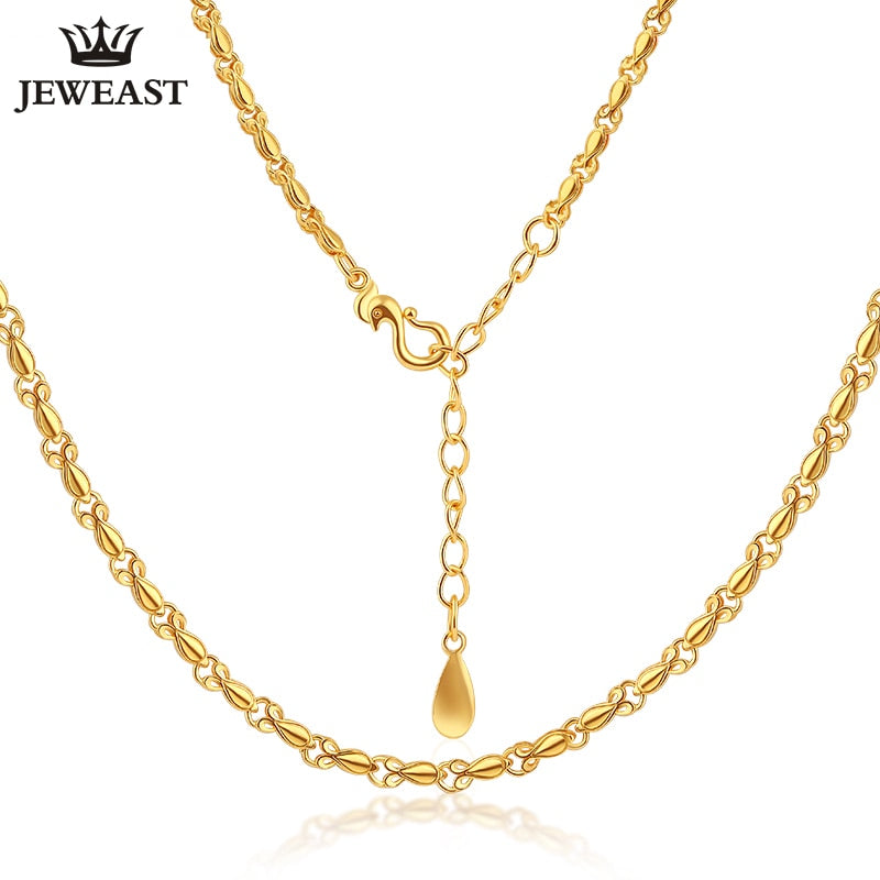 24K Pure Gold Necklace Real AU 999 Solid Gold Chain Smooth Simple Upscale Trendy Classic Party Fine Jewelry Hot Sell New 2018