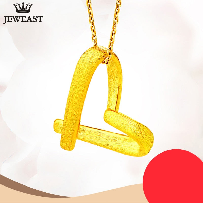 24K Pure Gold Necklace Real AU 999 Solid Gold Chain Stylish Heart Upscale Simple Classic Party Fine Jewelry Hot Sell New 2018