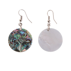 25mm Round Shape Colorful Natural Abalone Shell Swings Dangle Earrings W715