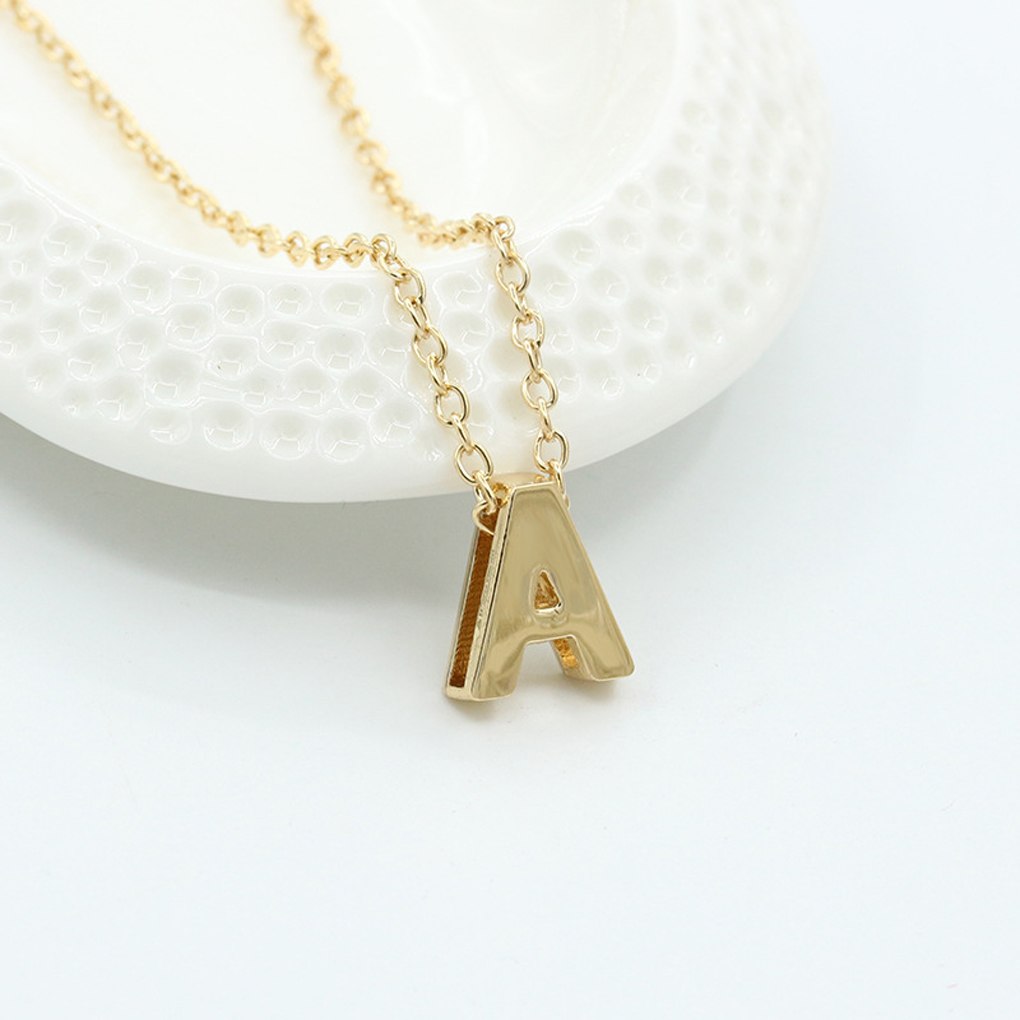 26 Alphabet Necklace Women 26 Letters Pendant Necklace Alloy Clavicle Chain Necklace For Party
