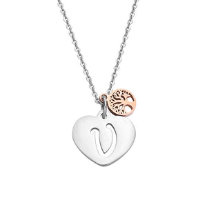 26 Letters Necklaces Pendants Silver Alphabet Heart Necklaces Rose Gold Tree of Life Stainless Steel Fashion Jewelry