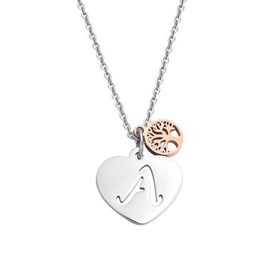 26 Letters Necklaces Pendants Silver Alphabet Heart Necklaces Rose Gold Tree of Life Stainless Steel Fashion Jewelry