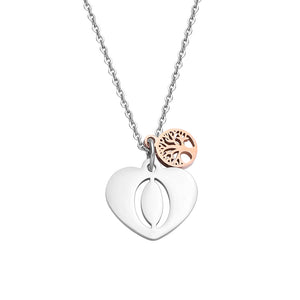 26 Letters Necklaces Pendants Silver Alphabet Heart Necklaces Rose Gold Tree of Life Stainless Steel Fashion Jewelry