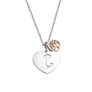 26 Letters Necklaces Pendants Silver Alphabet Heart Necklaces Rose Gold Tree of Life Stainless Steel Fashion Jewelry