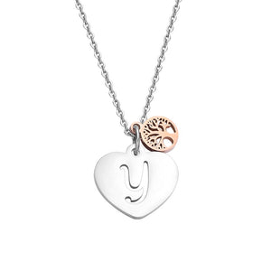 26 Letters Necklaces Pendants Silver Alphabet Heart Necklaces Rose Gold Tree of Life Stainless Steel Fashion Jewelry
