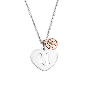 26 Letters Necklaces Pendants Silver Alphabet Heart Necklaces Rose Gold Tree of Life Stainless Steel Fashion Jewelry