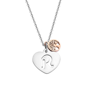 26 Letters Necklaces Pendants Silver Alphabet Heart Necklaces Rose Gold Tree of Life Stainless Steel Fashion Jewelry