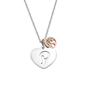 26 Letters Necklaces Pendants Silver Alphabet Heart Necklaces Rose Gold Tree of Life Stainless Steel Fashion Jewelry