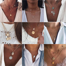 Load image into Gallery viewer, 26 Styles Bohemian Multi layer Pendant Necklaces For Women Fashion Golden Geometric Charm Chains Necklace Jewelry