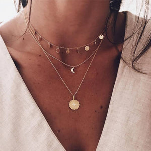 26 Styles Bohemian Multi layer Pendant Necklaces For Women Fashion Golden Geometric Charm Chains Necklace Jewelry