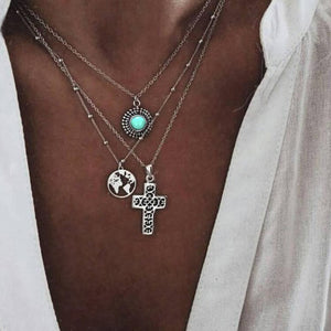 26 Styles Bohemian Multi layer Pendant Necklaces For Women Fashion Golden Geometric Charm Chains Necklace Jewelry