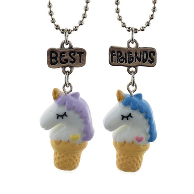 2PCS/Lot Kids Fashion Chain Necklace Cartoon Ice-cream Pendant Best Friends Gift Unicorn Pendants