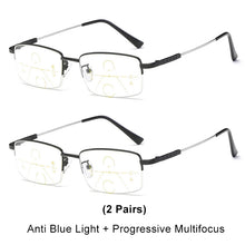 Load image into Gallery viewer, 2Pairs Progressive Multifocal Reading Glasses  Anti-Blue Light Titanium Alloy Presbyopic Glasses Male Business Office Eyewear