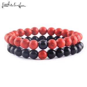 2Pcs/Set Natural stone beads Couple Lovers best friend bracelet for women yoga Yin Yang Beaded Bracelets Bangles gift for men